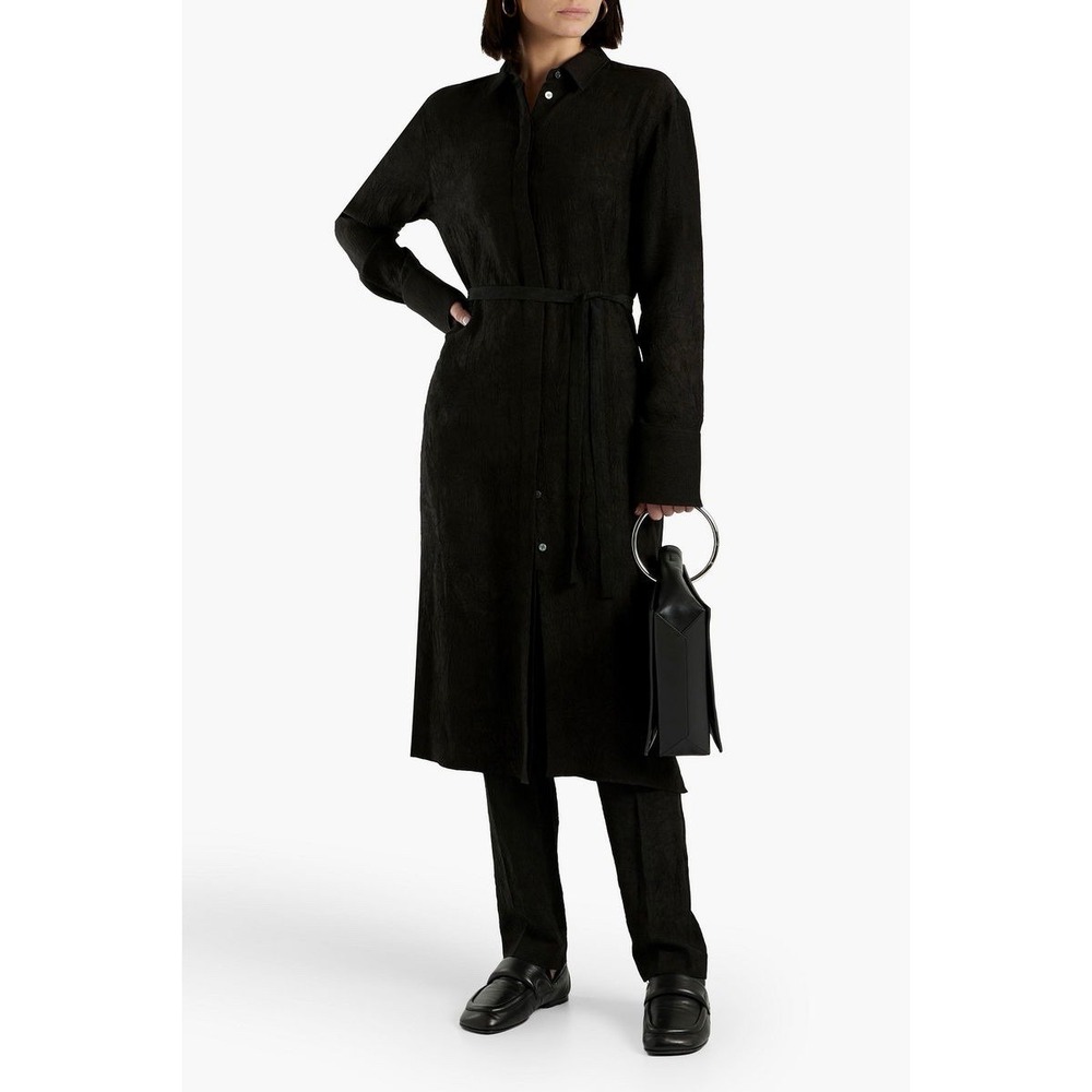 JOSEPH Shirt Dress FR36 US4 UK8  S Black Crushed Matt Satin‎ NO BELT